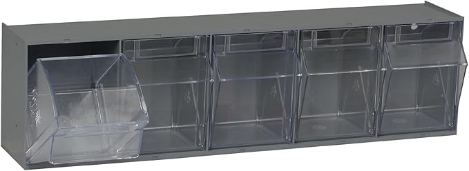 Quantum Storage Systems QTB305GY 5 Drawers Tip Out Cabinet Part Organizer Gray 7" H x 24" W x 6" D