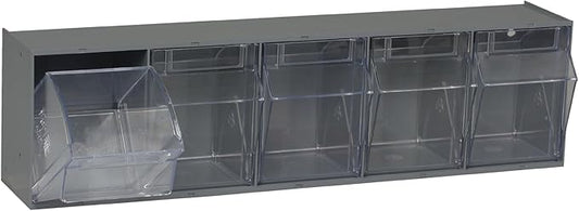 Quantum Storage Systems QTB305GY 5 Drawers Tip Out Cabinet Part Organizer Gray 7" H x 24" W x 6" D