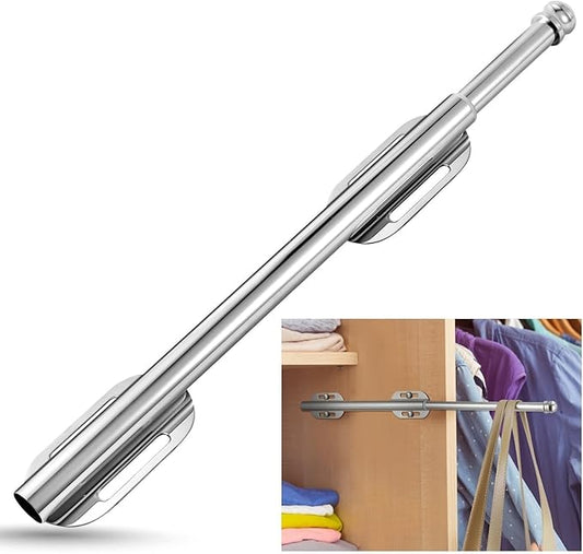 Creatyi 12.6" Stainless Steel Valet Rod Pull Out Valet Rods for Closet Heavy Duty Adjustable Rod,Clothing Hanging Drying Closet Storage Organizer for Bedroom Laundry Room Bathroom (Chrome)