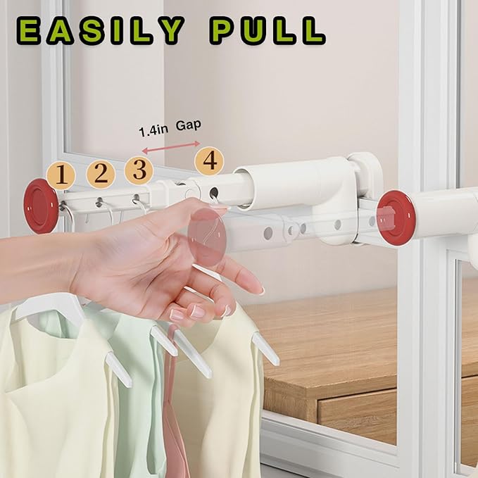 2 Pack Clothes Drying Rack for Travel Retractable Bar Laundry Hanger Portable Collapsible for Student Accommodation, Travel,Car,Suitcase (1)