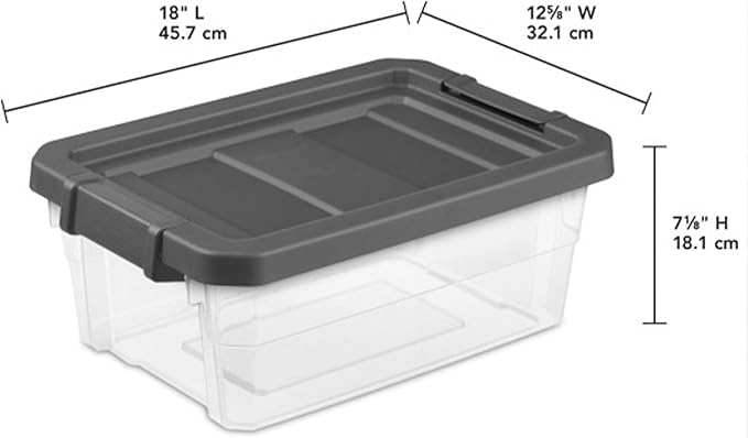 Sterilite 6-Pack Modular Stacker Box, Durable Clear Plastic Storage Bins with Latching Lids, 16 Quart - Stackable Organizing Container Boxes for Closet, Bathroom, and Office