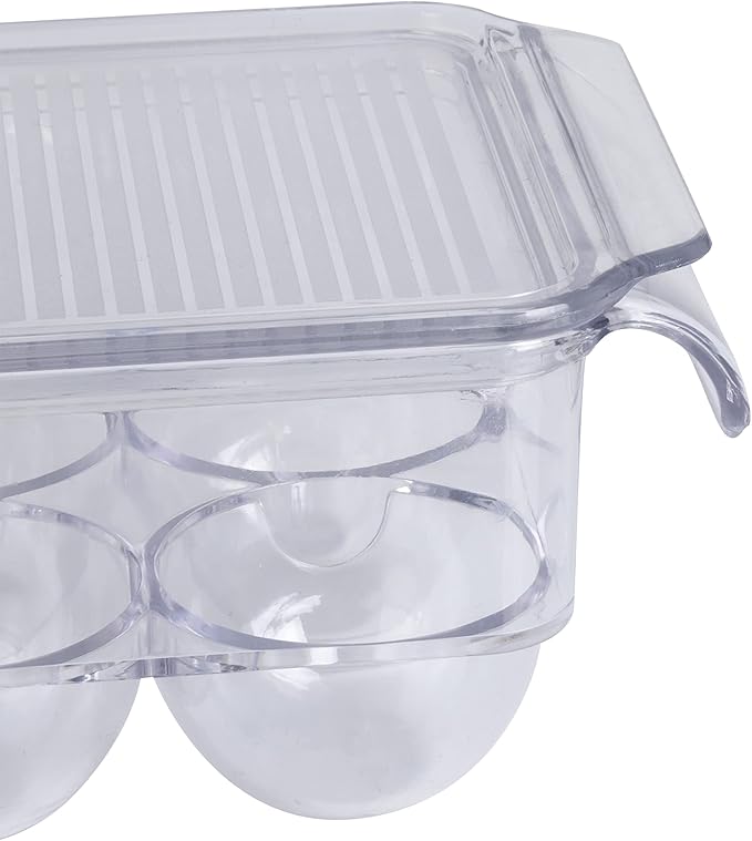 Kitchen Details 2 Pack Egg Crate | Dimensions: 14.5"x4.5"x2.9" | Fits 14 Eggs per Crate | Stackable | BPA Free | Easy Pull Handles | Kitchen Organization | Clear