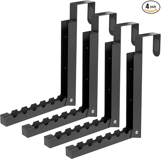 BAKON Over The Door Hanger Folding Clothes Drying Rack, Folding Hanging Coat Rack for Indoor Laundry Room Compact Small Space Foldable Portable Clothing Hanger Hook Collapsible- 4 Pack(Black)