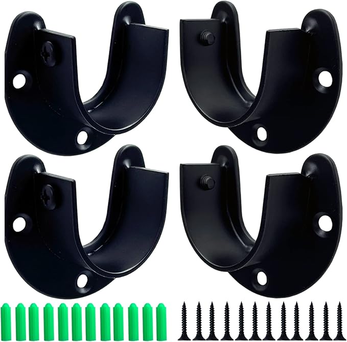 Heavy Duty Stainless Steel Closet Rod Brackets 4 Pack for 1-1/4 Pole Use as Sturdy Curtain Rod Brackets Ideal for Home and Kitchen(Open Flange)