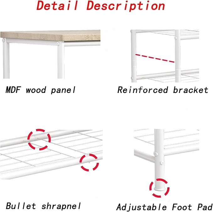 SUOERNUO Shoe Rack Organizer 6 Tier for Closet Entryway Free Standing Metal Storage Shoe Shelf with MDF Top Board，White+Oak