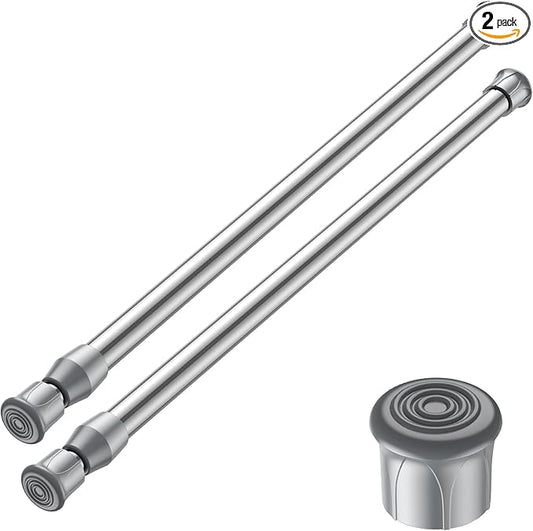 AIZESI 2PCS Silver Tension Rod 18 to 26 Inch, Adjustable Small Curtain Rods No Drilling, Short Tension Rods for Small Window DIY Projects