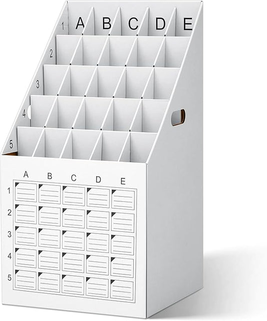Menkxi 1 Pack 25 Slot Roll File Holder Vertical Blueprint Storage Organizer Corrugated Cardboard Roll File Cabinet Box with Labeling Grid for Office School Poster Map Gift Wrap Architectural Home