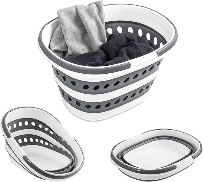 Small Collapsible Laundry Baskets with Handles 4.2Gallon Heavy Duty Laundry Basket Rectangle Pop Up Silicone Laundry Buckets Portable Storage Organizer Collapse Bucket Small Room Organization