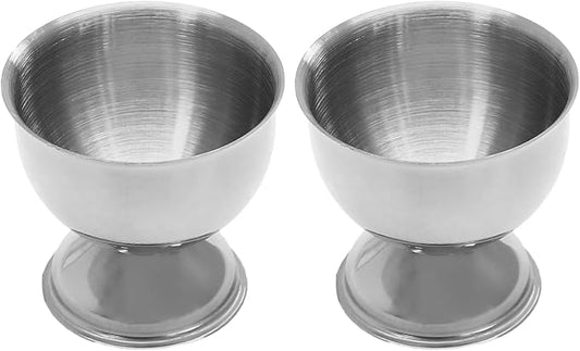 Bonsicoky 2 Pcs Silver Egg Cups - Stainless Steel Egg Holder - Egg Tray Kitchen Tool for Soft & Hard Boiled Eggs
