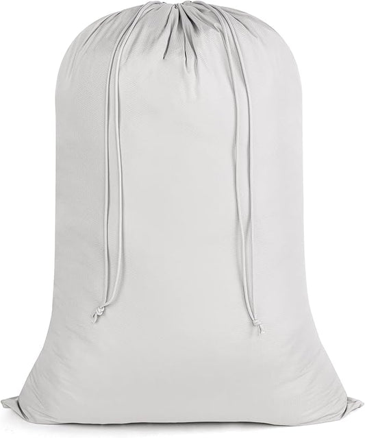 Laundry Bags Extra Large Heavy Duty, Nylon Travel Laundry Bag with Drawstring for Dirty Clothes, 28" x 40" Sleeping Bag Storage Sack, Basket Hamper Liner, Grey
