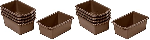 ECR4Kids Scoop Front Storage Bin, Multipurpose Organization, Chocolate, 5-Piece (Pack of 2)