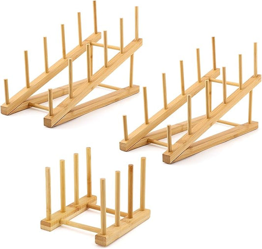 3 Pack Plate Stands for Display, Multifunctional Wooden Display Rack, Craft Show Display Stands for Tabletop Book, Artwork, Photo, Record, Magazine and Platter(Color:Wooden)