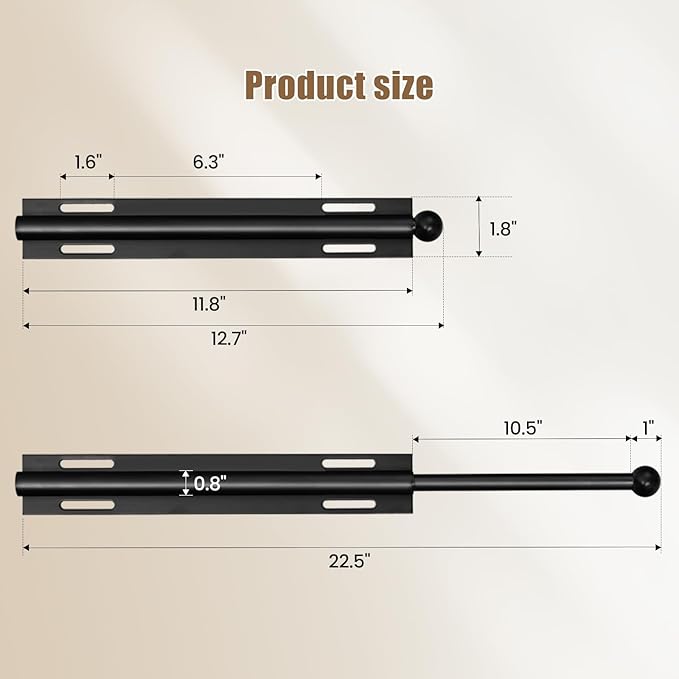 Luvenia Valet Rod For Closet Pull Out Closet Valet Rod Slide Out Adjustable 12in Heavy Duty Stainless Steel Closet Rods For Hanging Clothes Laundry Room, Bedroom, Bathroom(Black)