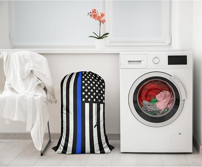 Swono American Flag Extra Large Travel Laundry Bag, Rip-Stop Dirty Clothes Shoulder Bag with Drawstring, Heavy Duty Travel Laundry Bag, Large Laundry Hamper Liner, Machine Wash