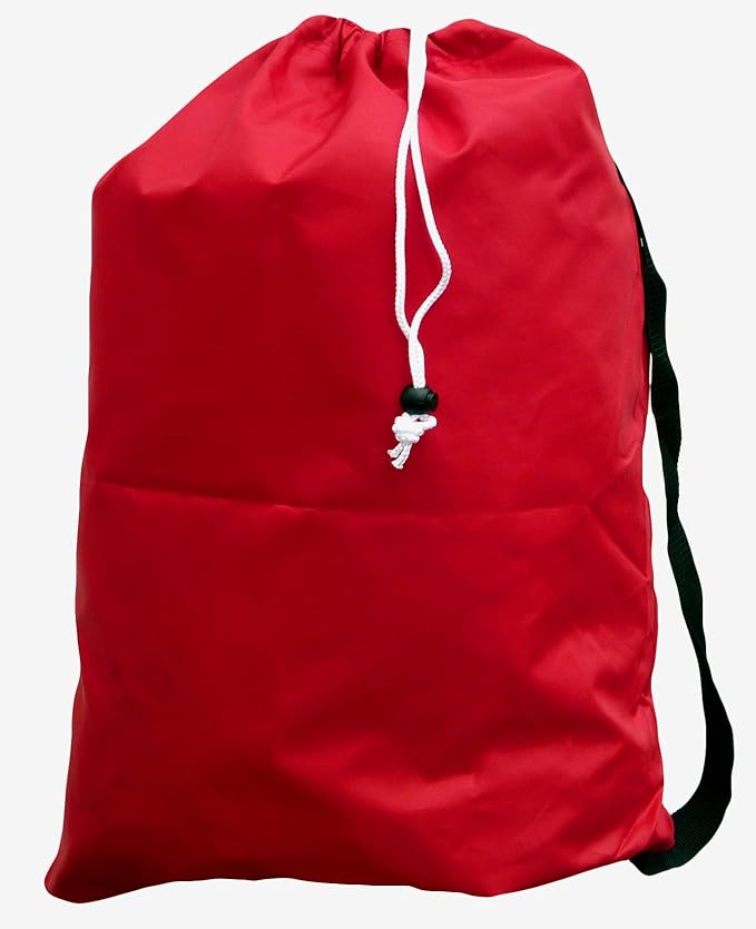 Medium Laundry Bag with Shoulder Strap, Drawstring, Closure, Color: Red, Size: 24x36