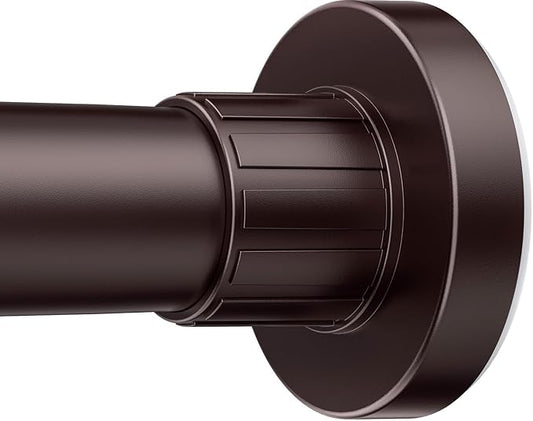 Ausemku Shower Curtain Rod 32-65 Inch Adjustable - 1 Inch Diameter Heavy Duty No drill Spring Tension Shower Rod, Non-Slip Rustproof Telescopic Rod for Bathroom, Brown