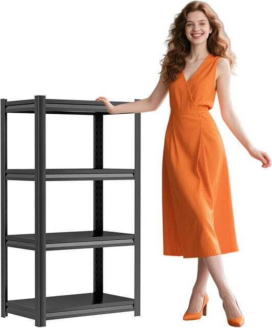 PRESTELION 4-Tier Storage Shelves Adjustable Metal Shelving Unit Garage Shelving Heavy Duty Storage Rack for Laundry Bathroom Kitchen Pantry Closet(13.8" D x 23.6" W x 44" H),Black
