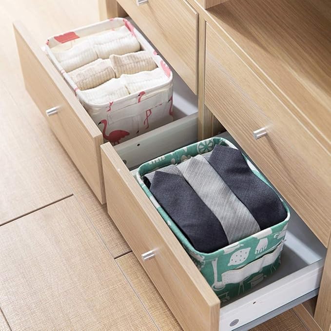 Foldable Storage Basket - Set of 6 Small Collapsible Canvas Containers Organizers with Handle for Home Decor or Storing Toys, Keys, Sundries, Little Crafts. (Style A)