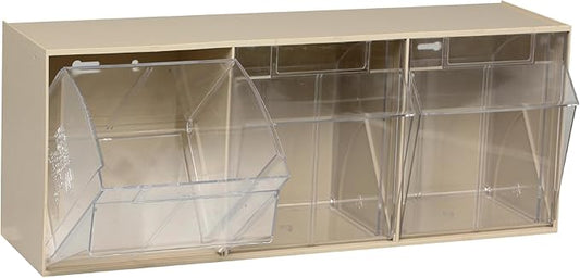 Quantum Storage Systems QTB303IV 3 Drawers Tip Out Cabinet Part Organizer Ivory 10" H x 24" W x 8" D