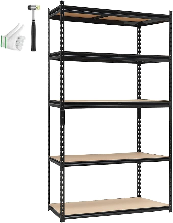 GarveeTech 5-Tier Heavy Duty Garage Shelving Units, Adjustable Storage Shelves,Loads 2000 LBSS,Adjustable Garage Storage Shelving, Metal Storage Utility Rack Shelf Unit