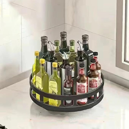 Rotating Spice Rack, Multi-Layer Tier Lazy Susan Turntable, Rotates 360 Degrees, Adjustable Shelves, Double Layer, and A Revolving Design Make it the Perfect Spice Holder ( Color : Black , Size : 1 la