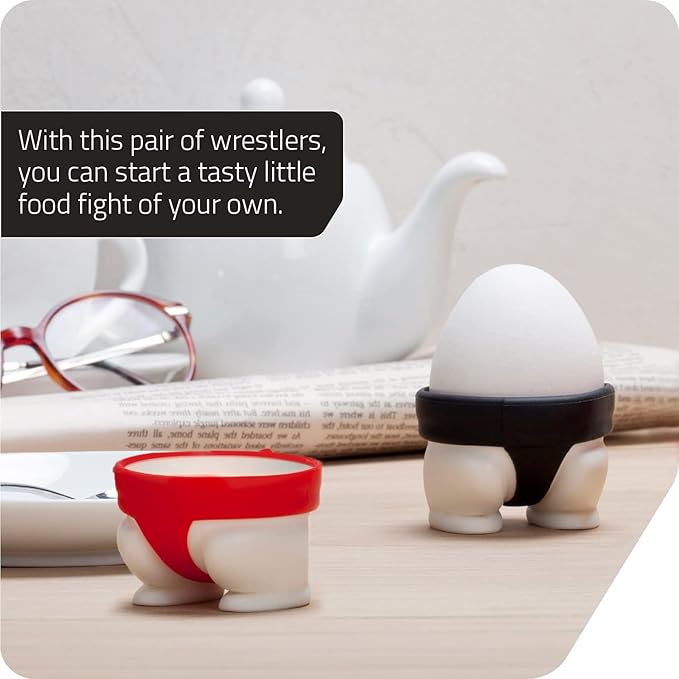 PELEG DESIGN Sumo Eggs – Egg Cup Holders (Set of 2) | Egg Cups for Soft & Hard Boiled Eggs, Funny Sumo Design, Playful Kitchen Gift & Fun Breakfast Accessory