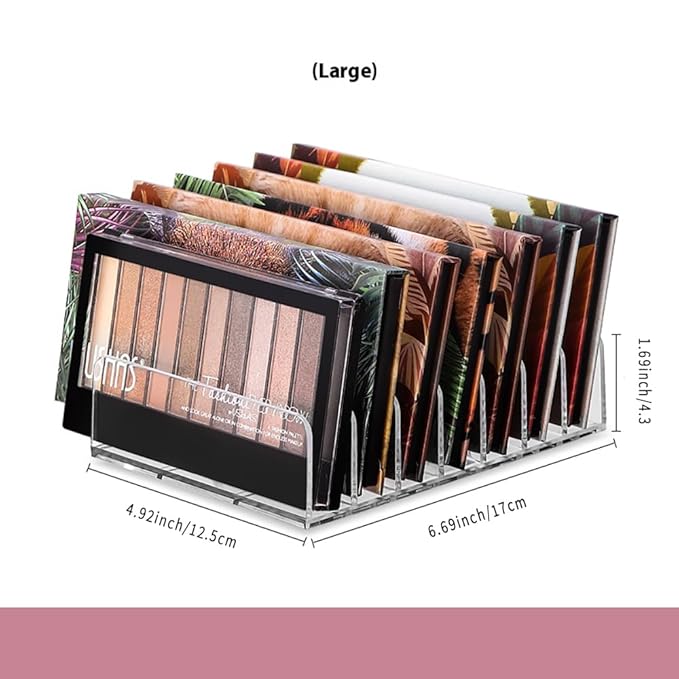 WECHENG 2 Pack Acrylic Eyeshadow Makeup Palette Organizer: Makeup Organizer for Drawer - 7-Section Cosmetic Display Case for Bathroom Vanity Countertop - Clear Cosmetic Organizer Storage Accessories