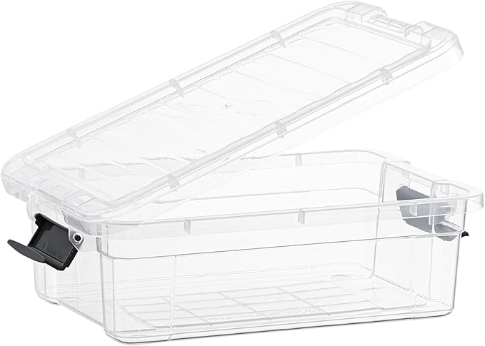 Superio Clear Storage Box with Lid, 2.3 Quart Plastic Container Bins for Organizing, Stackable Crates, BPA Free, Non Toxic, Odor Free, Organizers for Home, Office, School, and Dorm