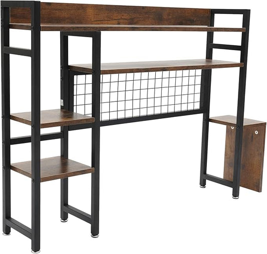 Desktop Bookshelf, 37.4" Desktop Organizer Shelf Black Desk Hutch for Computer Desk 2 Tier Desk Shelf Multifunctional Freestanding Storage Rack Display Shelf for Home Office