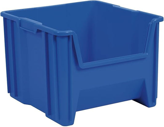 Akro-Mils 13018 Stak-N-Store Heavy Duty Stackable Open Front Plastic Storage Container Bin, (17-1/2-Inch x 16-1/2-Inch x 12-1/2-Inch), Blue, (2-Pack)