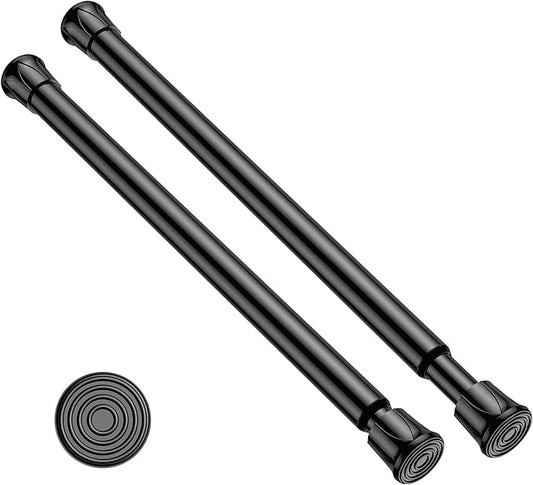 MEXAU 2pack Short Tension Curtain Rod 8 to 12.5 Inch，Spring Tension Rods Black Curtain Rods Adjustable Spring Rod Mini DIY Tension Rods No Drill for Slim Window Cupboard