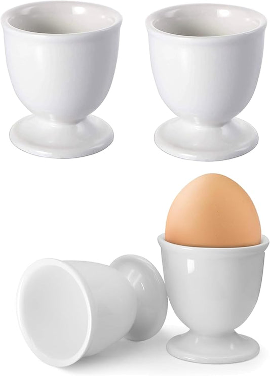 Ceramic Egg Holder - 4 Piece Egg Cups Set Designed for Soft Boiled Eggs, Perfect for Breakfast, Kitchen, Restaurant & Party Dining