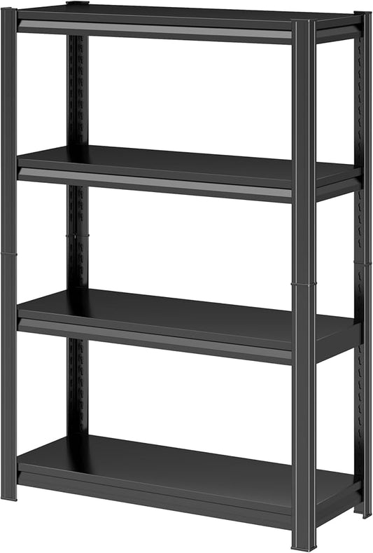 PRESTELION 4 Tier Storage Shelves 800LBS Metal Heavy-Duty Shelving Adjustable Shelving Unit for Laundry Bathroom Kitchen Pantry Closet Garage Office Black（44" H×31.5" W×11.8" D）