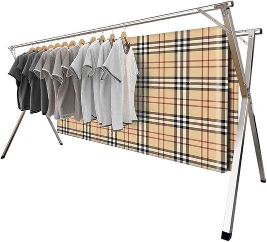 94.5in Premium Stainless Steel Clothes Drying Racks, Foldable and Adjustable Laundry Drying Rack Clothing for Indoor Outdoor (94.5" D x 28.4" W x 50.4" H)
