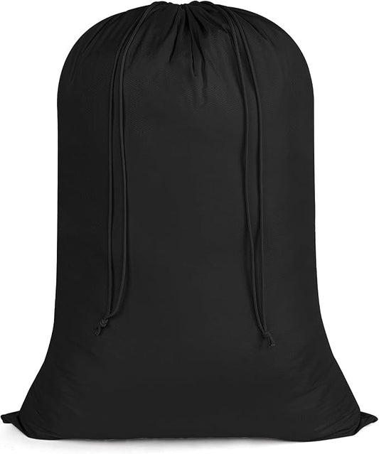 Laundry Bags Extra Large Heavy Duty, Nylon Travel Laundry Bag with Drawstring for Dirty Clothes, 28" x 40" Sleeping Bag Storage Sack, Basket Hamper Liner, Black