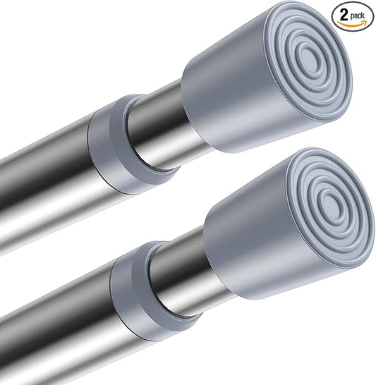 AIZESI 2 Pack Tension Rods for Windows 26.5 to 36 inch, Adjustable Pressure Spring Curtain Rods No Drilling, Curtain Rods for Doorway Closet Door, Silver