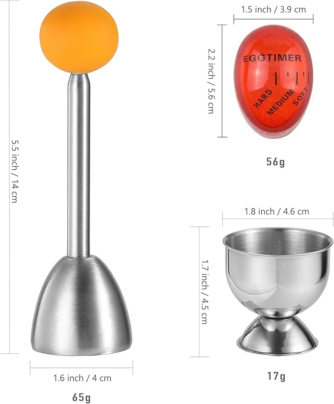 MOLFUJ Egg Cups for Soft Boiled Eggs with Spoons, Egg Cracker Topper Set with Egg Timer, Perfect Hard Boiled Egg Holder Cutter Tool for Breakfast