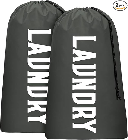 Laundry Bag, Travel Laundry Bag Machine Washable Dirty Clothes Organizer, Large Enough to Hold 4 Loads of Laundry, Easy Fit a Laundry Hamper or Basket (Gray, 24" x 36")