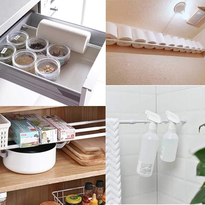 2 Pack Spring Tension Curtain Rod Adjustable 28-43 Inches，5/8" Diameter， White，Small Short Expandable Spring Loaded Curtain Tension Rods For Window, Bathroom, Cupboards,Kitchen