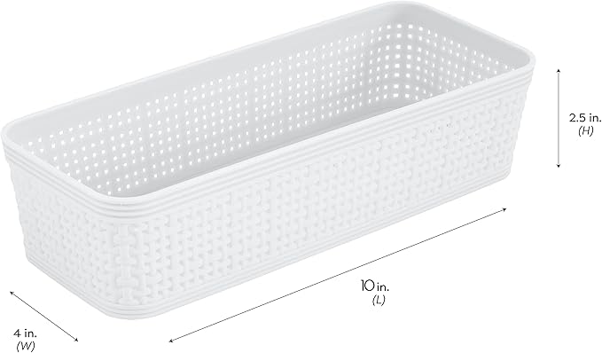 Simplify 6 Piece Organizing Set | Multiple Size Bins | Multipurpose | Office | Desk | Dorm | Bathroom | Storage Basket | Small Items | Accessories | White