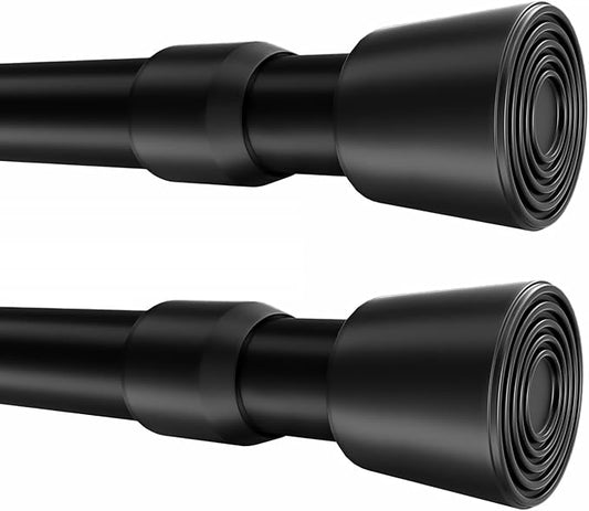 2 Pack 33"-59" No Splicing Shower Curtain Tension Rods, Spring Telescopic Rod, Heavy Duty, No Bending, No Drilling Adjustable Rod for for Windows, Bedroom, Doorway Door, Closet, Black