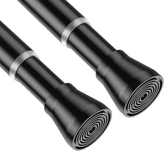 AIZESI Spring Tension Rods Adjustable Tension Curtain Rod Small Tension Rod No Drilling Expandable Spring Loaded Curtain Tension Rod?Black,45" to 77"-2Pcs)