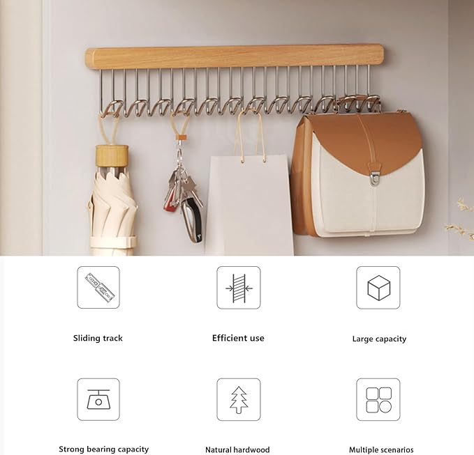 16.2 inch valet rods for closets, extendable and pull-out wardrobe pole for hanging clothes, wardrobe pole with metal hooks, closet valet rod slide out （Right hook
