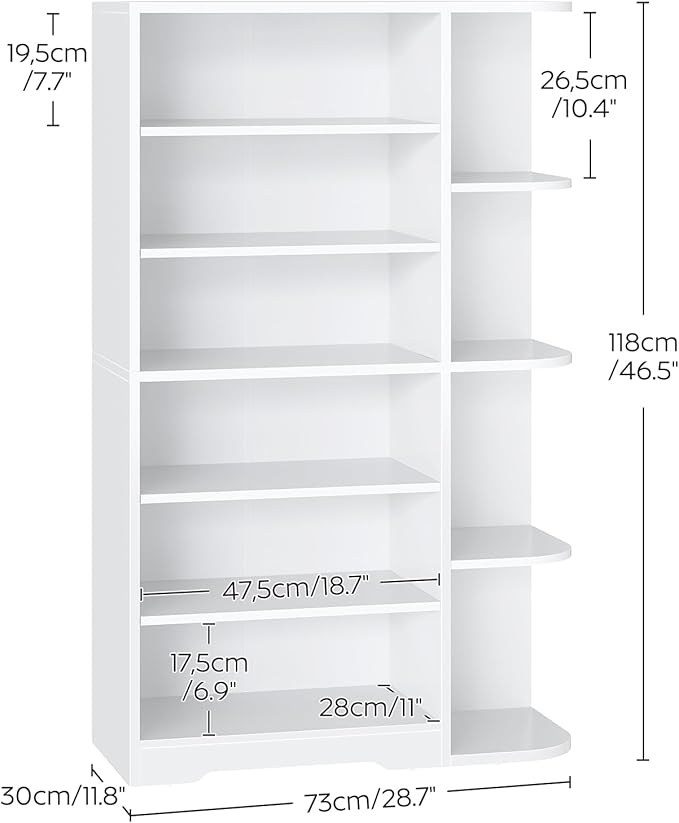 YATINEY Tall Shoe Rack, Multifunctional Shoe Cabinet with Open Storage, Entryway Shoe Organizer for Closet, 7-Tier Wooden Shoe Storage Closet with Adjustable Shelves, White SC02WT