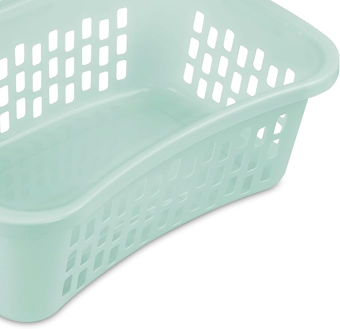Sterilite 6 Pack HipHold Laundry Basket, Plastic Rectangle Clothes Hamper with Comfort Grip Handles & Reinforced Rim, 1.5 Bushel Capacity, Mint