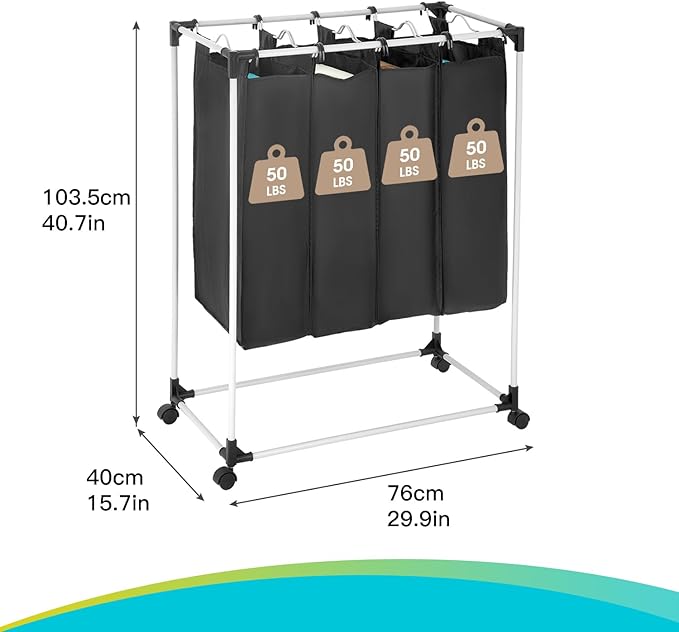 Dopinmin 4 Bag Laundry Basket Laundry Hamper Sorter Laundry Sorters