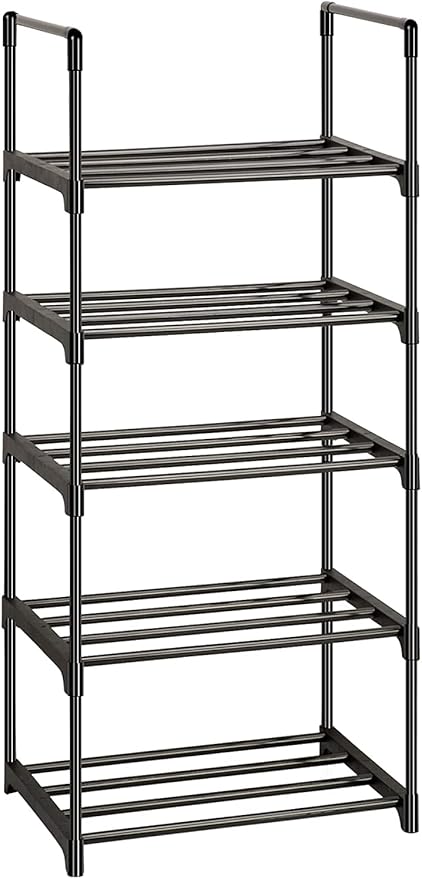 OYREL Shoe Rack, Sturdy Metal Shoes Rack Organizer,Narrow Shoes Stand Shelf 5 Tier Shoe Racks for Closets Small Space