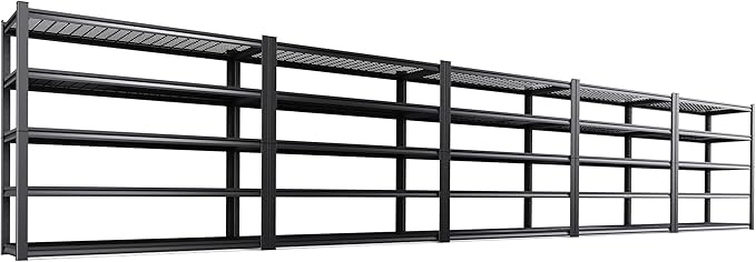Set of 5 Heavy Duty Garage Shelving 5T Storage Shelves, Adjustable Metal Shelving Unit, Utility Garage Organizer Shelf for Basement, Pantry, Warehouse, Supermarket, 59" W x 19.7" D x 72" H