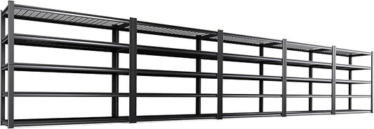 Set of 5 Heavy Duty Garage Shelving 5T Storage Shelves, Adjustable Metal Shelving Unit, Utility Garage Organizer Shelf for Basement, Pantry, Warehouse, Supermarket, 59" W x 19.7" D x 72" H