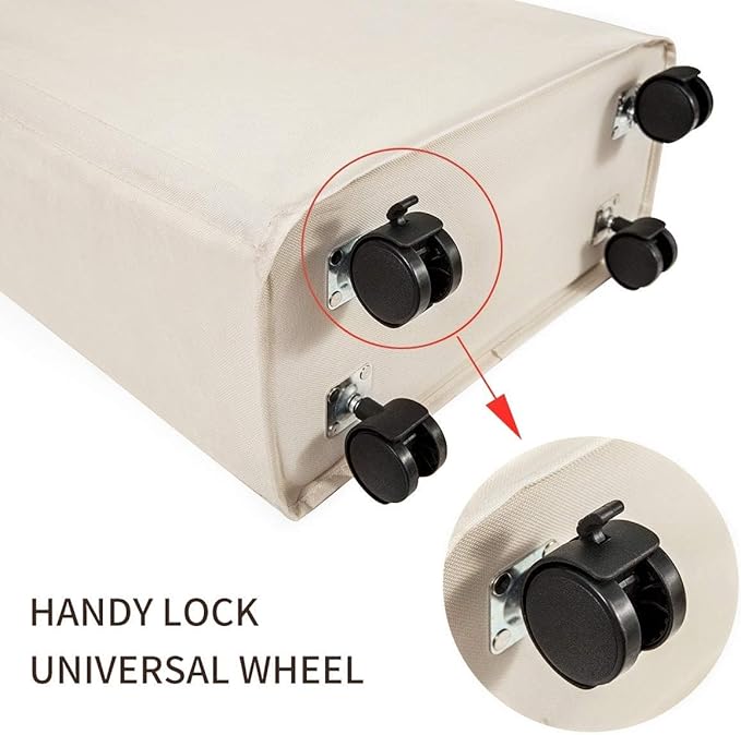 ZERO JET LAG Slim Laundry Hamper with Wheels, Small Laundry Basket for clothes, Rolling Skinny Hampers for Bedroom, Dorm and Laundry Room - 52L Standable Corner Design, (22" Printed Beige)